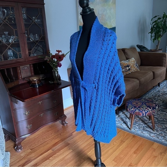 Kilronan Knitwear Cardigan Sweater Vest Womens Blue Open Front Merino Wool Sz L - Picture 6 of 7